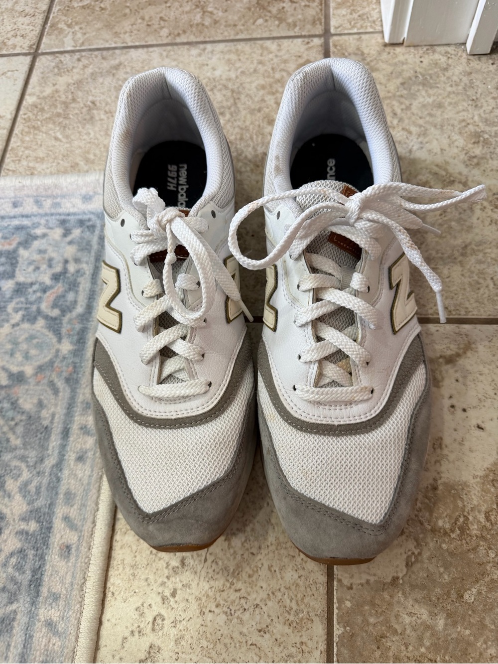 New Balance White and Gray Casual Lace-Up Sneakers